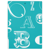 Decoratieve brieven over blauwe achtergrond klembord (Achterkant)