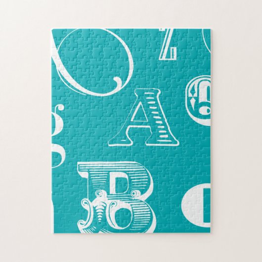 Decoratieve brieven over blauwe achtergrond legpuzzel (Verticaal)