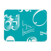 Decoratieve brieven over blauwe achtergrond magneet (Horizontaal)