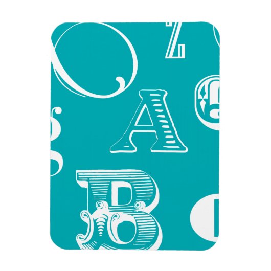 Decoratieve brieven over blauwe achtergrond magneet (Verticaal)