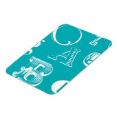 Decoratieve brieven over blauwe achtergrond magneet (Linkerzijde)