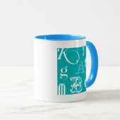 Decoratieve brieven over blauwe achtergrond mok (Voorkant rechts)