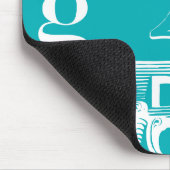 Decoratieve brieven over blauwe achtergrond muismat (Hoek)