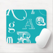 Decoratieve brieven over blauwe achtergrond muismat (Met muis)