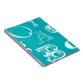 Decoratieve brieven over blauwe achtergrond notitieboek (Rechterzijde)