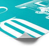 Decoratieve brieven over blauwe achtergrond poster (Hoek)