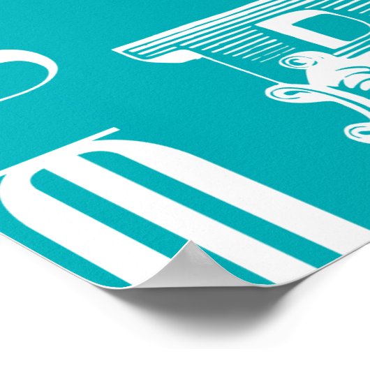 Decoratieve brieven over blauwe achtergrond poster (Hoek)