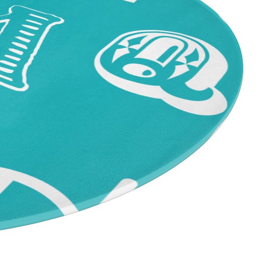 Decoratieve brieven over blauwe achtergrond snijplank (Hoek)