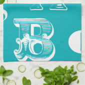 Decoratieve brieven over blauwe achtergrond theedoek (Gevouwen)