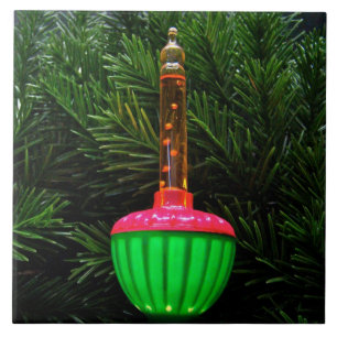 Decoratieve Bubble Light Holiday Photo Tegel & Box Tegeltje