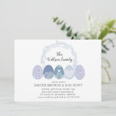 Decoratieve Bunny en Paaseieren Uitnodiging tot ui (Staand voorkant)