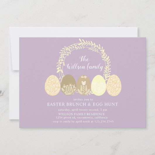 Decoratieve Bunny en Paaseieren Uitnodiging tot ui (Voorkant)