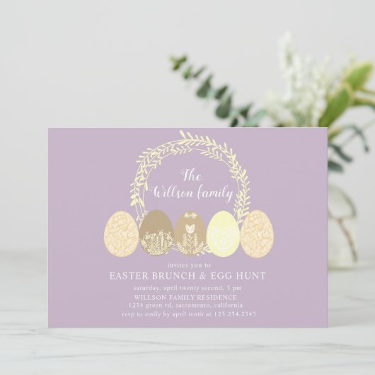 Decoratieve Bunny en Paaseieren Uitnodiging tot ui (Staand voorkant)