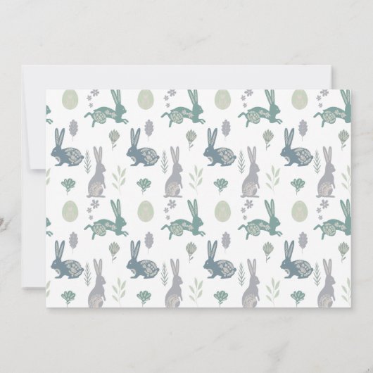 Decoratieve Bunny en Paaseieren Uitnodiging tot ui (Achterkant)