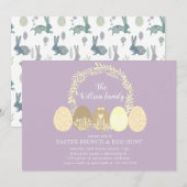 Decoratieve Bunny en Paaseieren Uitnodiging tot ui (Voorkant / Achterkant)