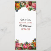 Decoratieve Burgundy Rozen Weddenschapskaart Menu (Achterkant)