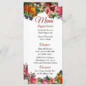 Decoratieve Burgundy Rozen Weddenschapskaart Menu (Voorkant / Achterkant)