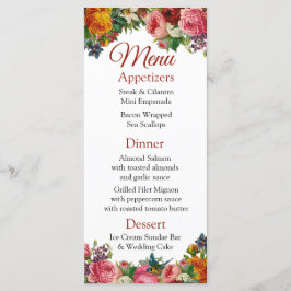 Decoratieve Burgundy Rozen Weddenschapskaart Menu