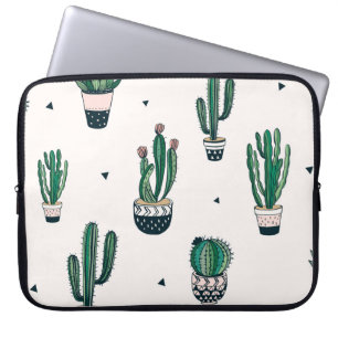 Decoratieve cactussen vetplanten naadloos patroon laptop sleeve