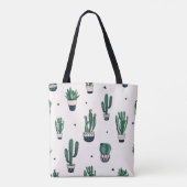 Decoratieve cactussen vetplanten naadloos patroon tote bag (Achterkant)