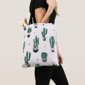 Decoratieve cactussen vetplanten naadloos patroon tote bag (Dichtbij)