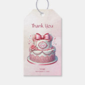 Decoratieve Cake Roze Bow Gift Label Cadeaulabel (Voorkant)