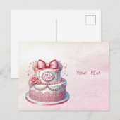 Decoratieve cake roze lint ansichtkaart briefkaart (Voorkant / Achterkant)