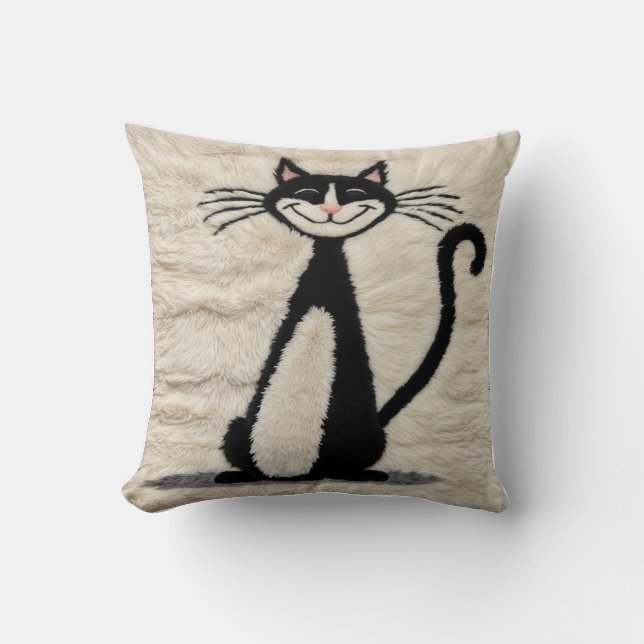 Decoratieve Cat Black en White Kilim Kussens (Voorkant)