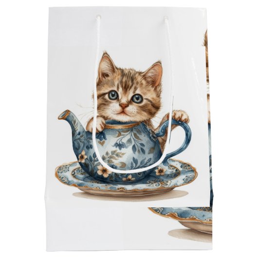 Decoratieve Cat Detail Gift Bag Medium Cadeauzakje (Achterkant)