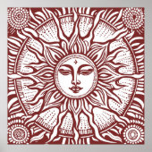 Decoratieve Celestial  Retro Sunburst Poster (Voorkant)