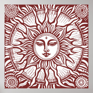 Decoratieve Celestial Retro Sunburst Poster