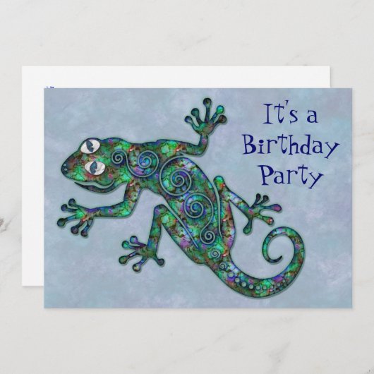 Decoratieve Chameleon Birthday Party Kaart (Voorkant / Achterkant)
