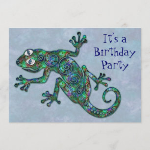 Decoratieve Chameleon Birthday Party Kaart