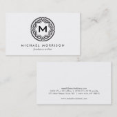 DECORATIEVE CIRKEL LOGO met UW INITIAAL B & W Visitekaartje (Voorkant / Achterkant)