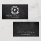 DECORATIEVE CIRKEL LOGO met UW INITIAAL Blk Wood Visitekaartje (Voorkant / Achterkant)