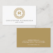 DECORATIEVE CIRKEL LOGO met UW INITIAAL Goud Visitekaartje (Voorkant / Achterkant)