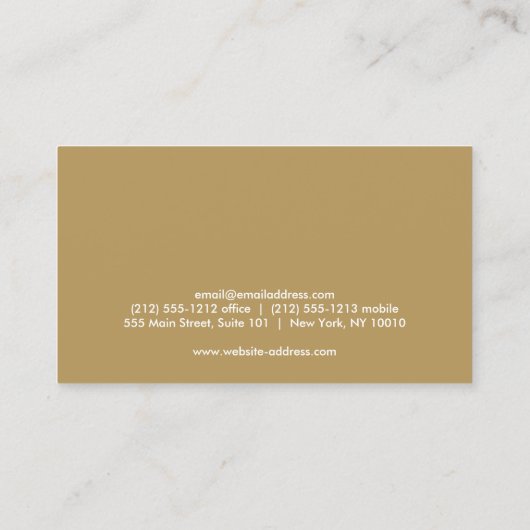 DECORATIEVE CIRKEL LOGO met UW INITIAAL Goud Visitekaartje (Achterkant)