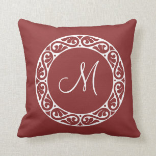 Decoratieve cirkel Monogram Bourgogne Rood Kussen