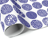 Decoratieve cirkels - Diepe marine en wit Cadeaupapier (Rol Hoek)