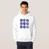 Decoratieve cirkels - Diepe marine en wit Hoodie (Voorkant volledig)