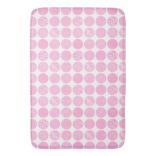 Decoratieve cirkels - Roze en wit Badmat (Voorkant Verticaal)