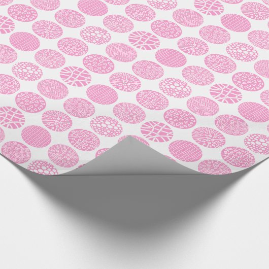 Decoratieve cirkels - Roze en wit Cadeaupapier (Hoek)