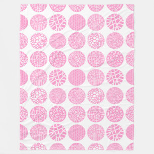 Decoratieve cirkels - Roze en wit Fleece Deken