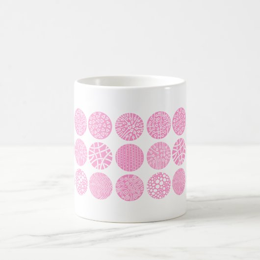 Decoratieve cirkels - Roze en wit Koffiemok (Center)