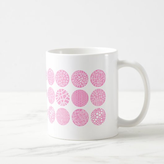 Decoratieve cirkels - Roze en wit Koffiemok (Rechts)