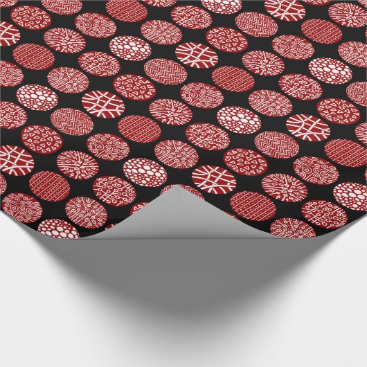 Decoratieve cirkels - Ruby Red en Black Cadeaupapier (Hoek)