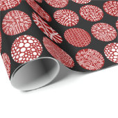 Decoratieve cirkels - Ruby Red en Black Cadeaupapier (Rol Hoek)
