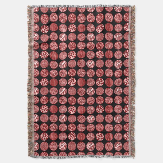 Decoratieve cirkels - Ruby Red en Black Deken (Voorkant Verticaal)