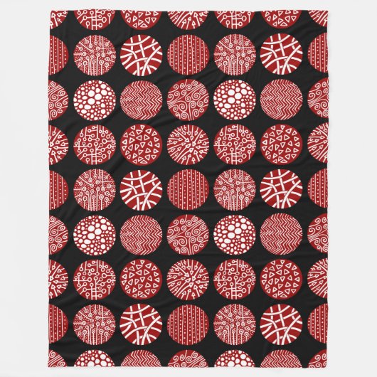 Decoratieve cirkels - Ruby Red en Black Fleece Deken (Voorkant)