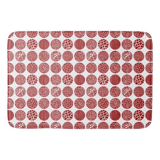 Decoratieve cirkels - Ruby Red en White Badmat (Voorkant)